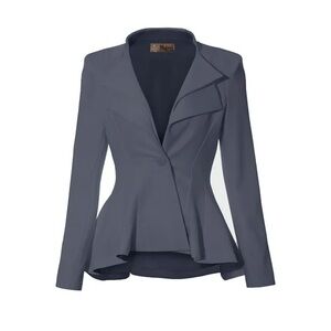 🆕 Hybrid & Company M Women’s Double Notch Lapel Blazer in Blue-Grey